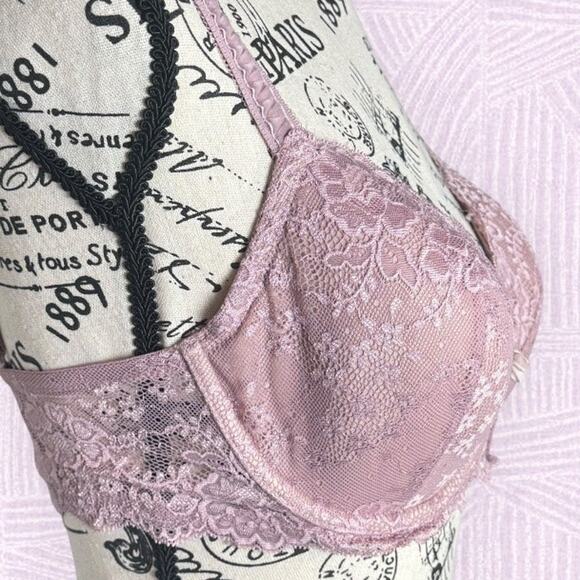 Victoria’s Secret Mauve Purple Lace Demi Coverage Bra 34DD - Y2K Vintage Padded - Picture 2 of 7
